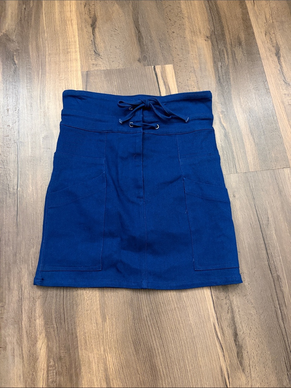 Blue Blush Royal Blue Drawstring Waist Mini Skirt Womens Size Small
